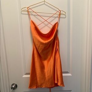 Satin Orange Mini Dress